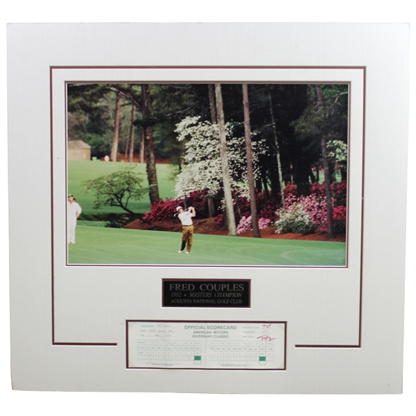 Fred Couples Signed 1981 Inverrary Scorecard with 16x20 Masters Photo - Matted JSA ALOA