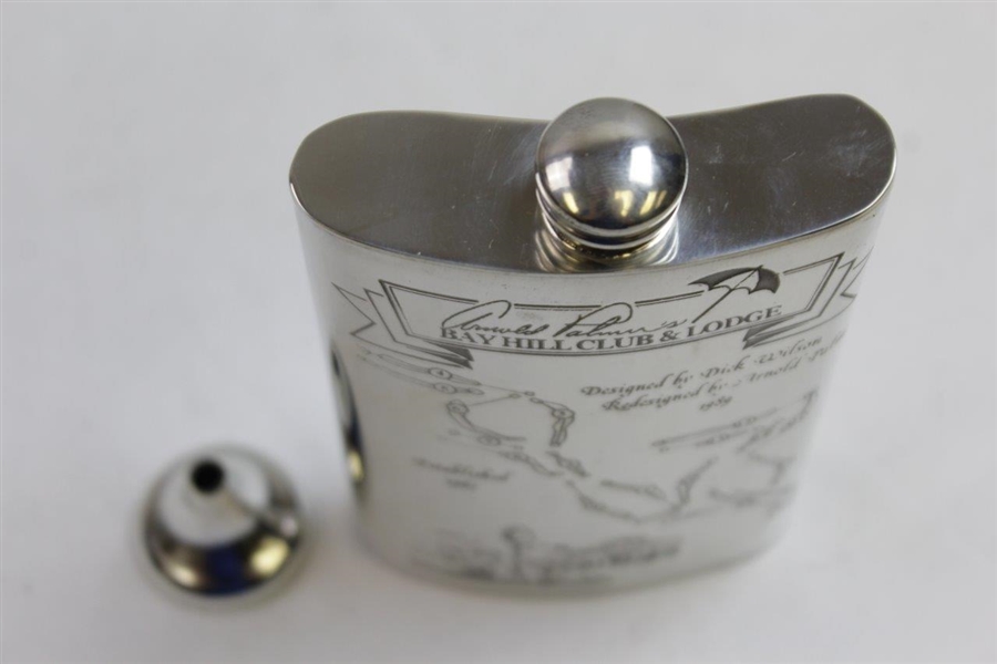 Arnold Palmer's Bay Hill Club & Lodge Pewter Flask with Funnel in Original Box