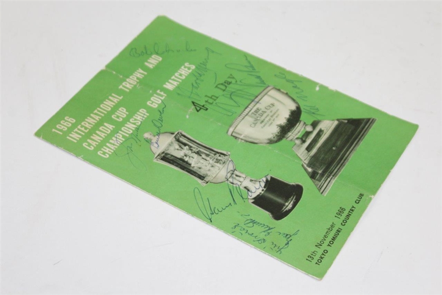 'Big 3' Palmer, Nicklaus, & Player with others Signed 1966 Canada Cup Tee Times Booklet JSA ALOA