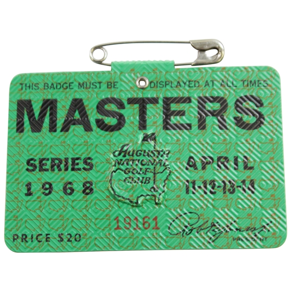 1968 Masters Tournament SERIES Badge #19161 - Bob Goalby Winner