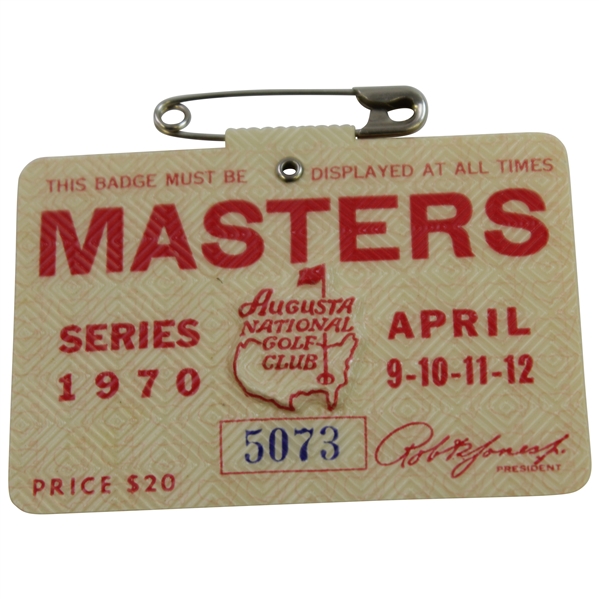 1970 Masters Tournament SERIES Badge #5073 - Billy Casper Winner