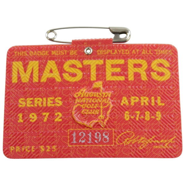 1972 Masters Tournament SERIES Badge #12198 - Jack Nicklaus Winner