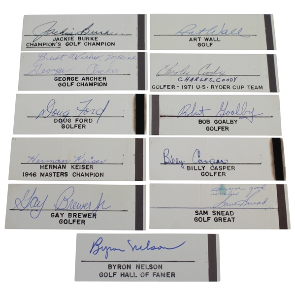 Eleven (11) Different Masters Champions Signed Cut Sigs - Keiser, Snead, Nelson, & more JSA ALOA