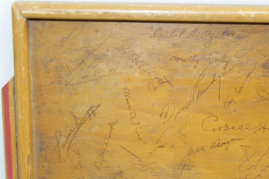 1940's-1950's Golf Stars Signed Wood Board/Tray - Horton, Guldahl, Picard, Hogan & others JSA ALOA