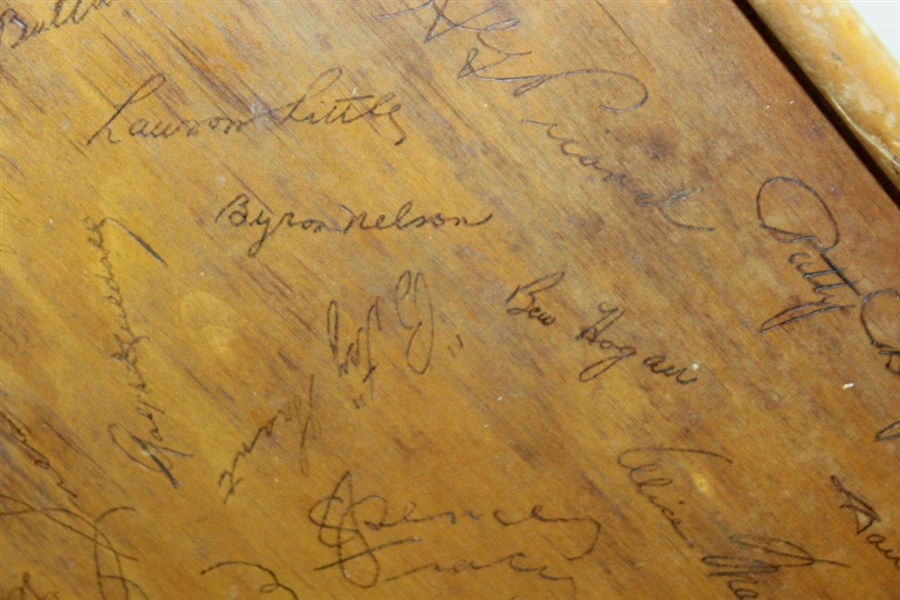 1940's-1950's Golf Stars Signed Wood Board/Tray - Horton, Guldahl, Picard, Hogan & others JSA ALOA