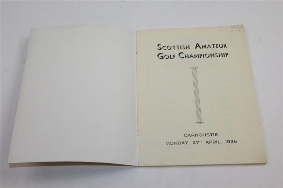 1936 Scottish Amateur Golf Championship at Carnoustie Souvenir Programme