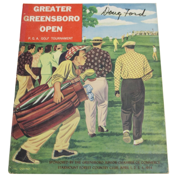 Doug Ford Signed 1954 Greater Greensboro Open Tournament Program JSA ALOA