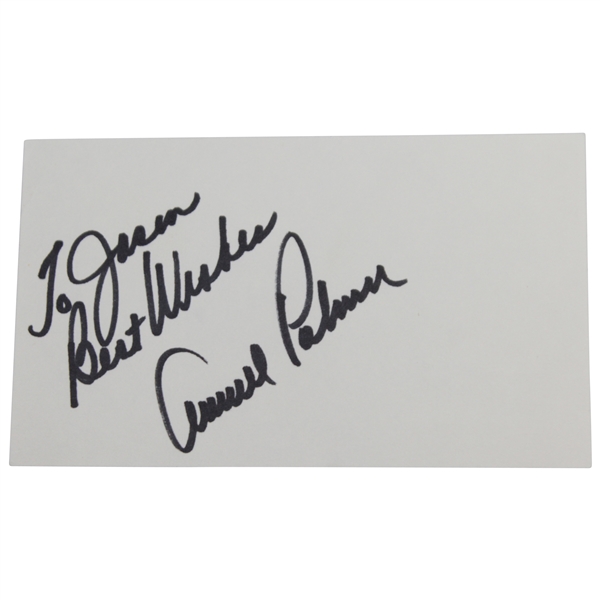 Arnold Palmer Signed 3x5 Card 'To Jason, Best Wishes' JSA ALOA