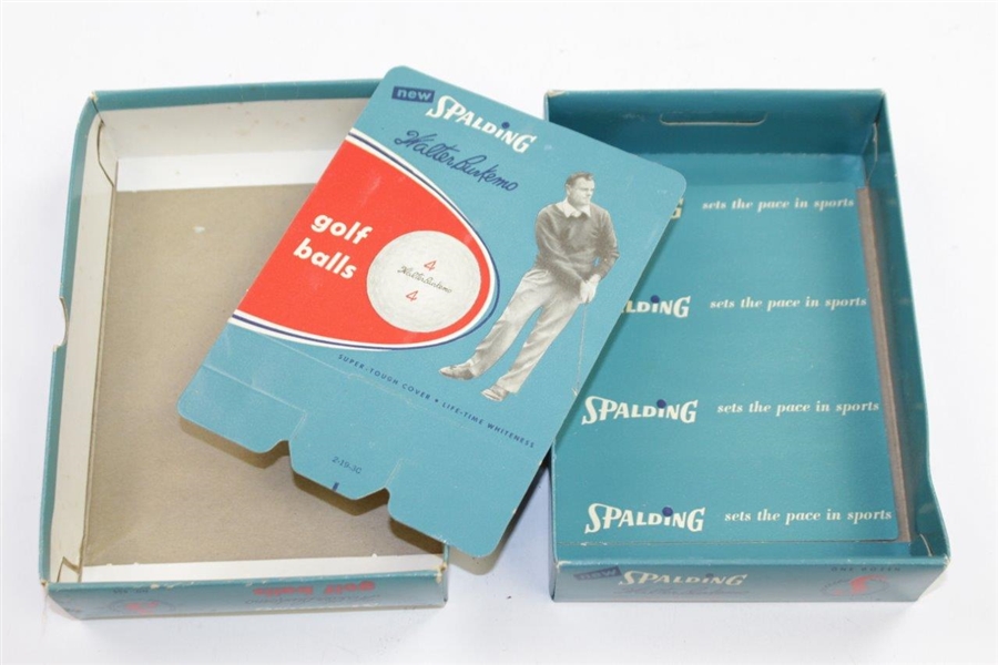 Vintage Spalding Walter Burkemo Empty Dozen Golf Ball Box with Desk Standup Display