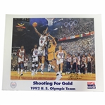 Michael Jordan & Larry Bird Signed 1992 Shooting For Gold Poster - Wayne Beck Collection JSA FULL
