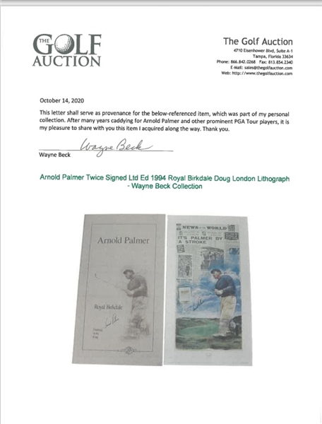 Arnold Palmer Twice Signed Ltd Ed 1994 Royal Birkdale Doug London Lithograph - Wayne Beck Collection JSA ALOA