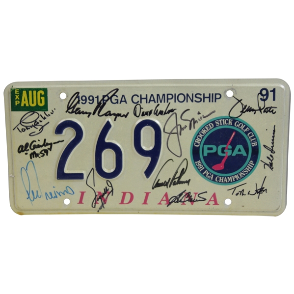 'Big 3' Palmer, Nicklaus, Player & others Signed 1991 PGA License Plate - Wayne Beck Collection JSA ALOA
