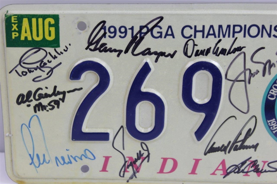 'Big 3' Palmer, Nicklaus, Player & others Signed 1991 PGA License Plate - Wayne Beck Collection JSA ALOA