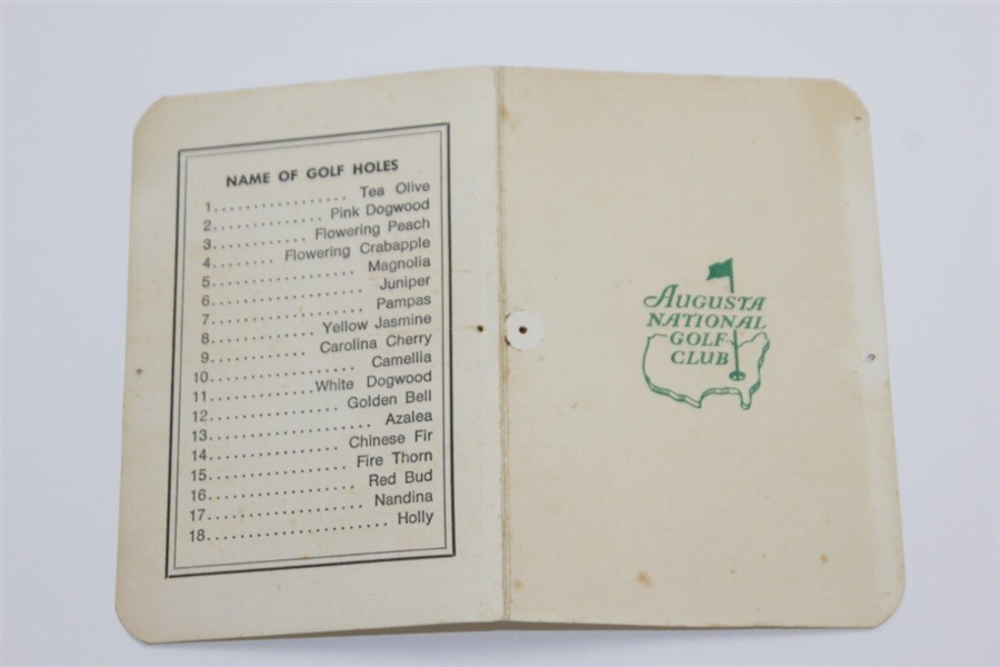 Vintage Augusta National Golf Club Scorecard