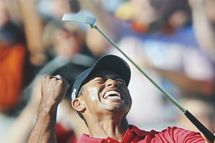 Tiger Woods Signed 2008 US Open Celebration 16x20 Upper Deck Photo UDA#BAK39500