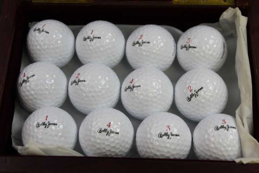 Bobby Jones Hinged Wooden Box with Bobby Jones Logo Dozen Golf Balls