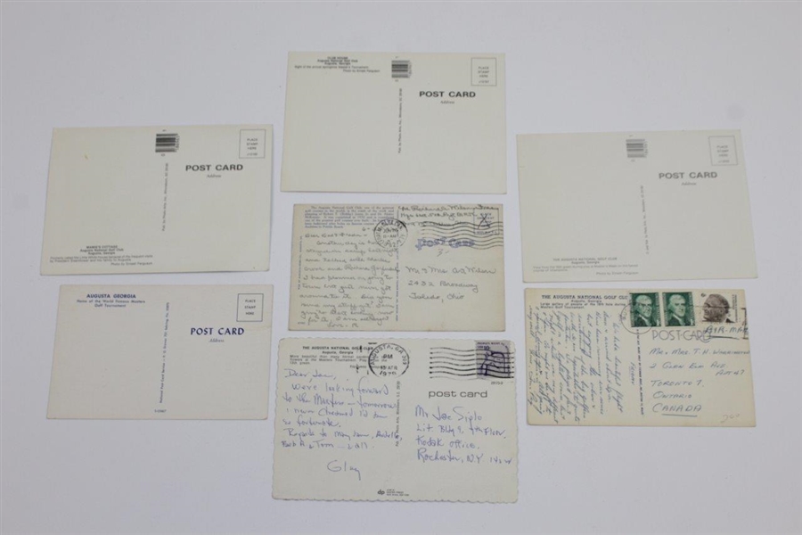 Seven (7) Classic & Vintage Augusta National Golf Club Postcards - Some Used