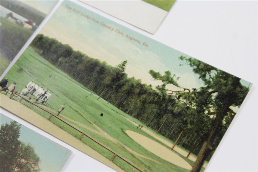 Four (4) Classic & Vintage Augusta Country Club & Golf Links Club Postcards - Some Used
