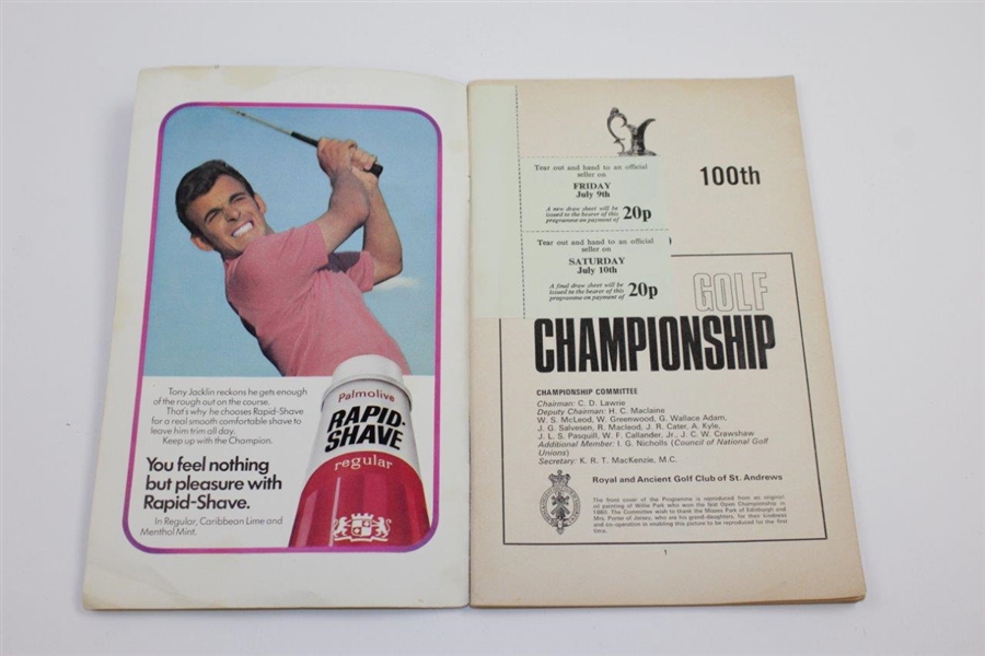Multi-Signed 1971 OPEN Championship at Royal Birkdale Program with Draw Sheet JSA ALOA