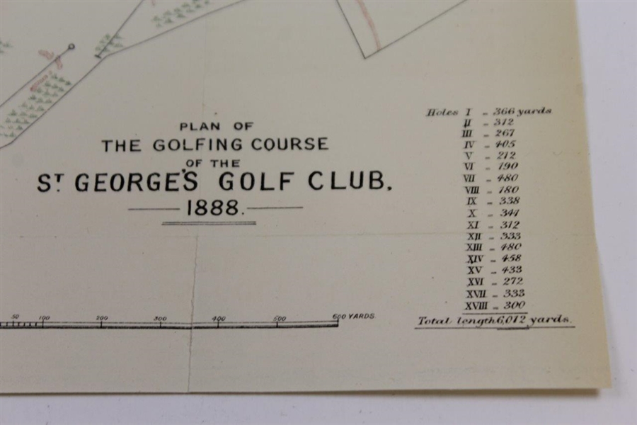 1880's Map of (Royal) St. Georges Golf Links Designed by W. Laidlow Purves - Mackenzie Revised Later