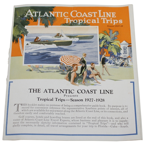 1927-1928 Atlantic Coast Line Railroad Brochure for Florida & Cuba - Extensive Golf Course List