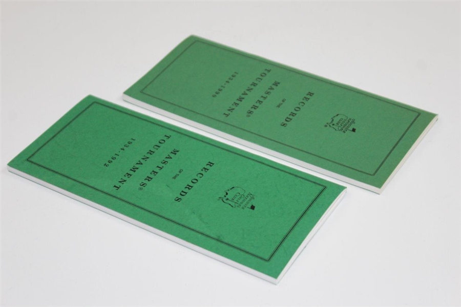 Augusta National Golf Club 1934-1990 & 1934-1992 Records of The Masters Tournament Booklets