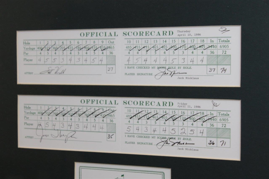 Jack Nicklaus 1986 Masters Winning Scorecards Ltd Ed Reproduction Framed Pint #194/279