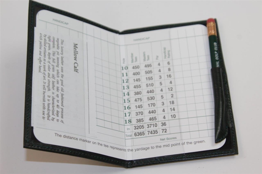 Augusta National Golf Club Luxury Leather Scorecard Keeper with Scorecard & Pencil