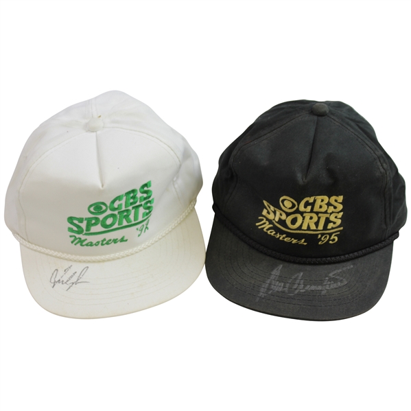 Fred Couples & Ben Crenshaw Signed Masters CBS Sports Logo Hats - White '92 & Black '95 JSA ALOA