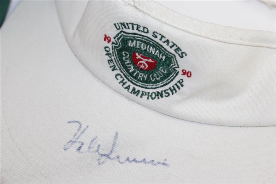 Hale Irwin Signed 1990 US Open at Medinah Visor with Masters 'Caddie' Hat JSA ALOA