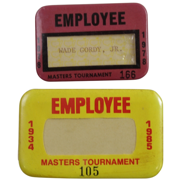 1978 & 1985 Masters Tournament Employee Badge - #166 & #105