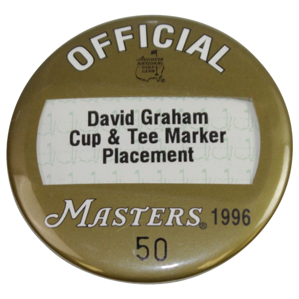 1996 Masters Tournament Official Badge #50 - David Graham (Cup & Tee Marker Placement)