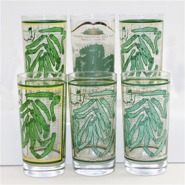 Set of Six (6) Classic Various Style Masters Course Map Logo Glasses