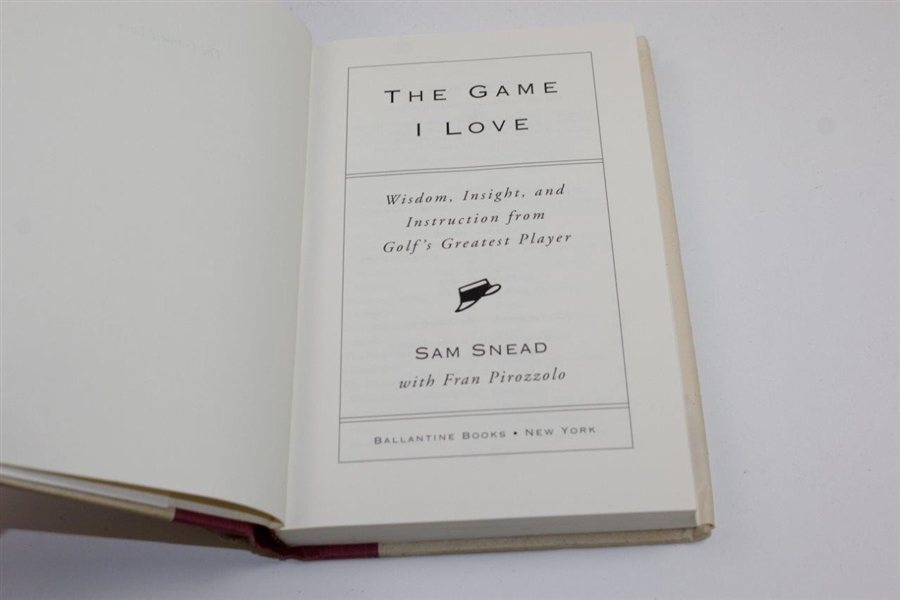 Sam Snead Signed 'The Game I Love' Book with Fran Pirozzolo JSA ALOA