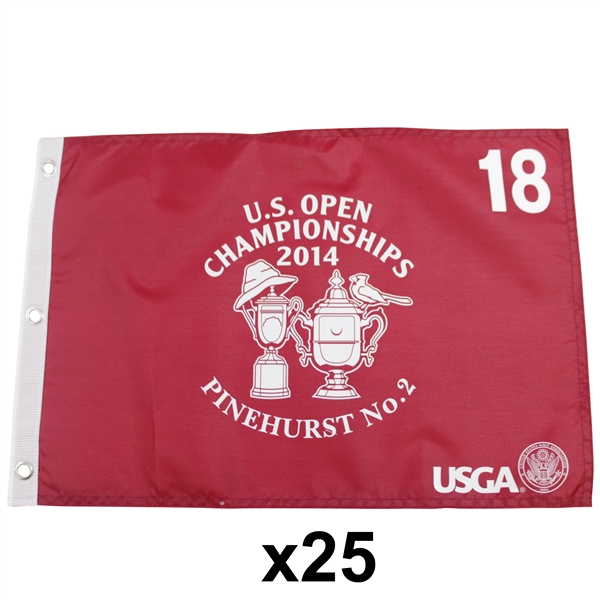 Twenty-Five 2014 US Open Championship at Pinehurst No. 2 Dual Logo Red Screen Flags (25)