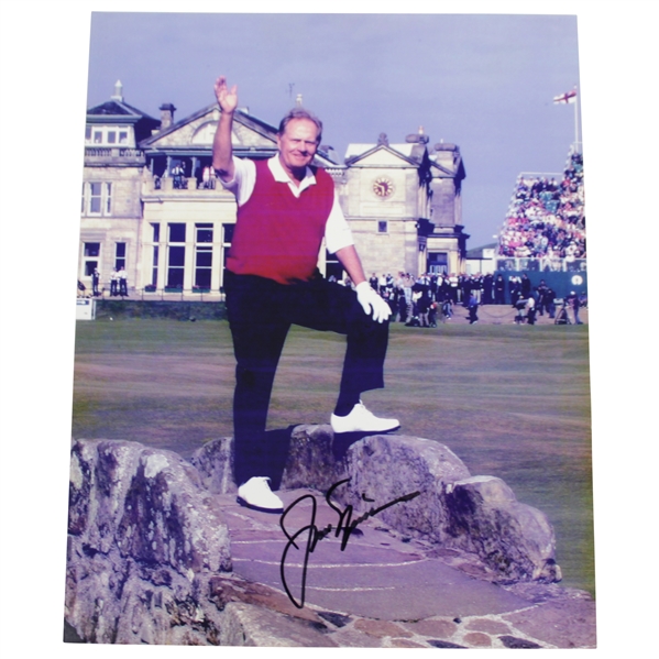 Jack Nicklaus Signed 8x10 Farewell from the Swilcan Bridge Photo JSA ALOA
