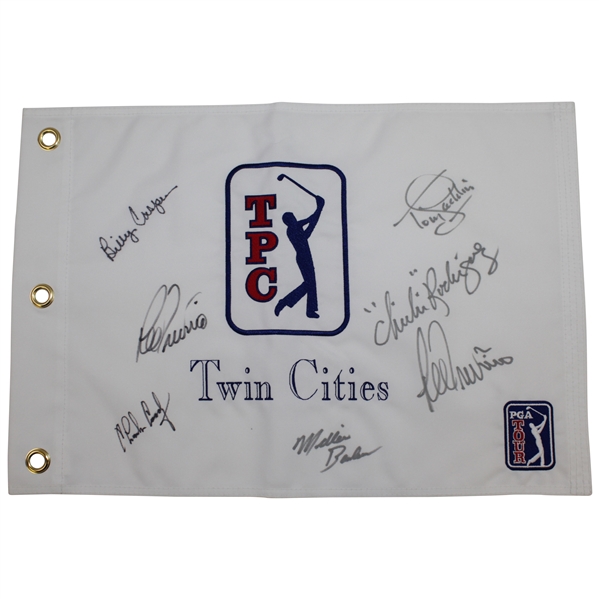Casper, Trevino(x2), Coody, Jacklin, Barber, & ChiChi Signed Embroidered TPC Twin Cities Flag JSA ALOA