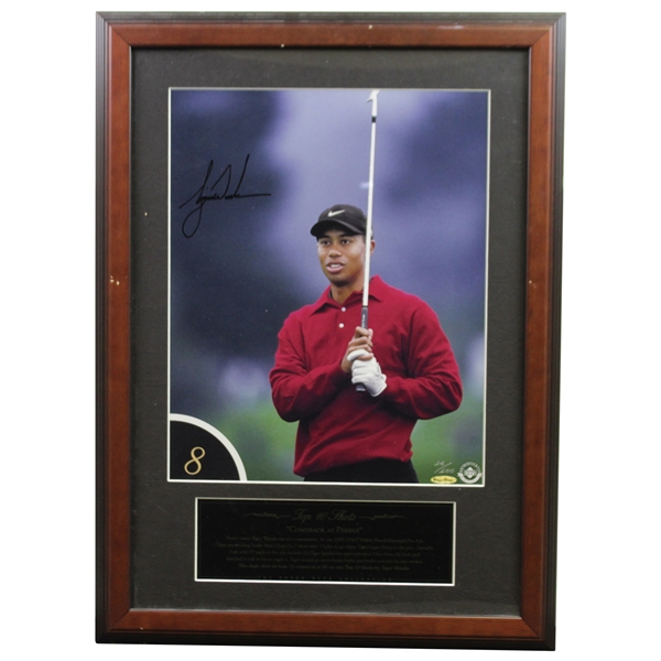 Tiger Woods Signed Ltd Ed 24/100 'Top Ten Shots' UDA Photo 8 - Come Back at Pebble - Framed BAJ28841