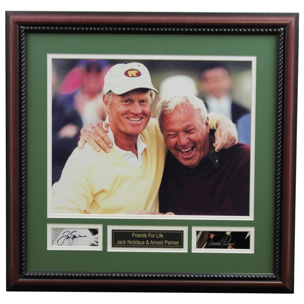 Arnold Palmer & Jack Nicklaus Signed Cuts with 'Friends for Life' Photo Display - Framed JSA ALOA