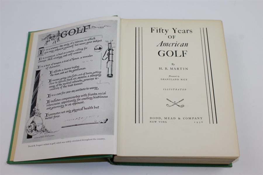 1936 'Fifty Years of American Golf' Book by H.B. Martin