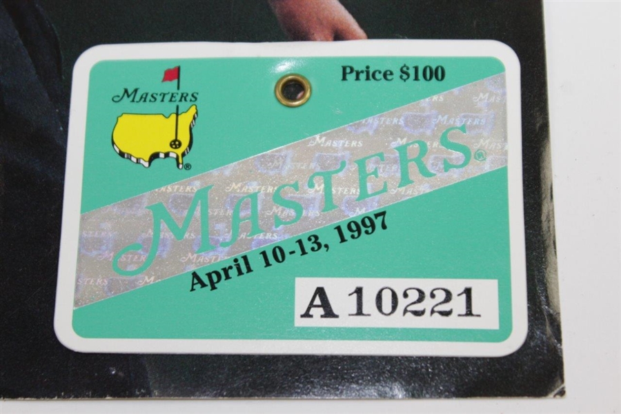 1997 Masters Series Badge #A10221 Attached to 1997 Sports Illustrated Cover Page