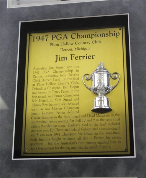 Jim Ferrier Commemorative 1947 PGA Championship Custom Cherry Wood Golf Display