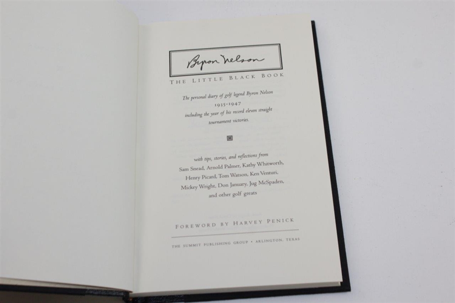 Byron Nelson Signed 1995 'Little Black Book' with Slipcover JSA ALOA