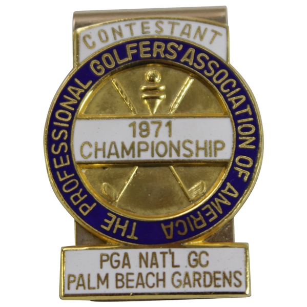 1971 PGA Championship at PGA National GC Contestant Badge - Jack Nicklaus Winner
