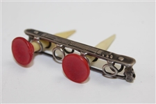 Art Deco Golf Bag & Balls Themed Golf Tee Holder with Two Red/White Celluloid Tees