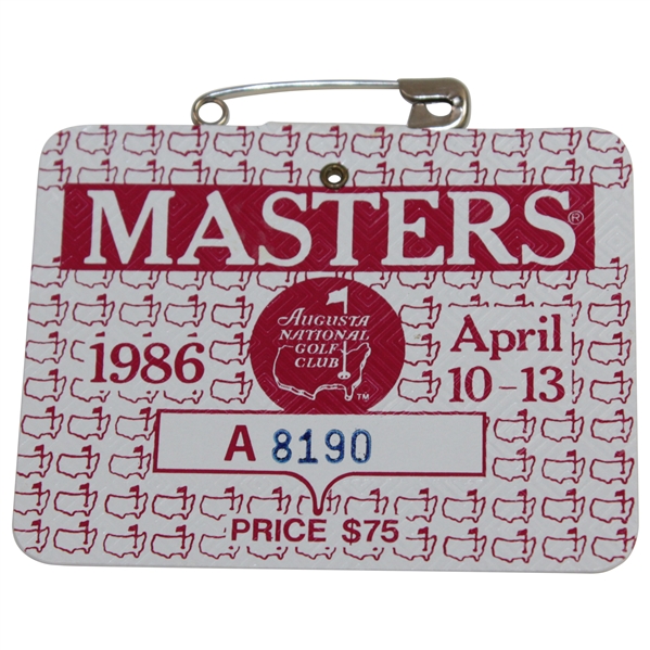 1986 Masters Tournament SERIES Badge #A8190 - Jack Nicklaus' 6th Green Jacket