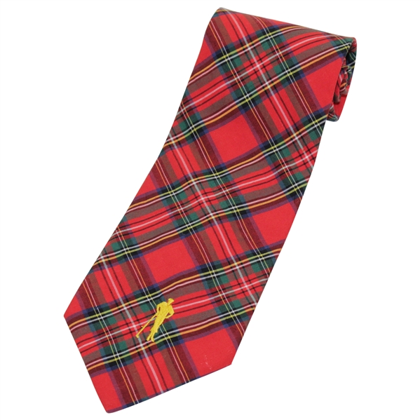 Payne Stewarts Personal Payne Stewart with Gold Silhouette Logo Necktie - Red/Green/Blue/White