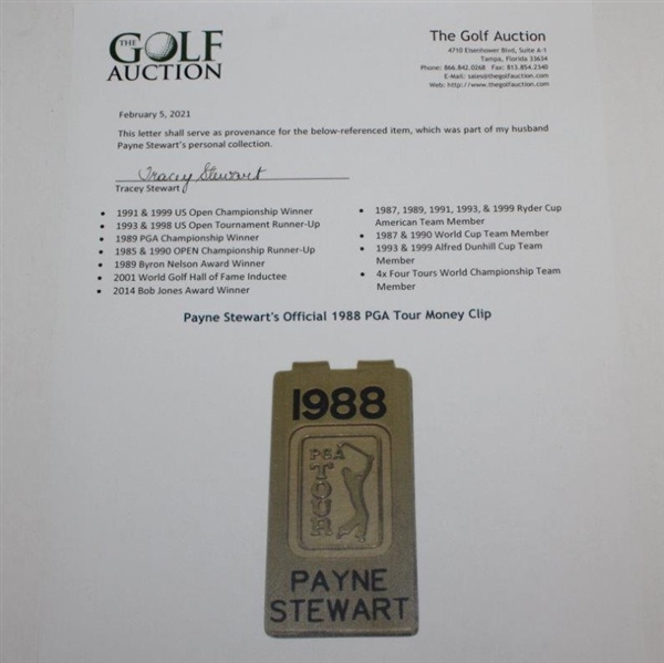 Payne Stewart's Official 1988 PGA Tour Money Clip