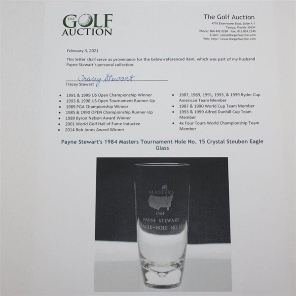 Payne Stewart's 1984 Masters Tournament Hole No. 15 Crystal Steuben Eagle Glass