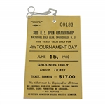 1980 US Open 4th Tournament Day Grounds Ticket #09183 - Jack Nicklaus Win